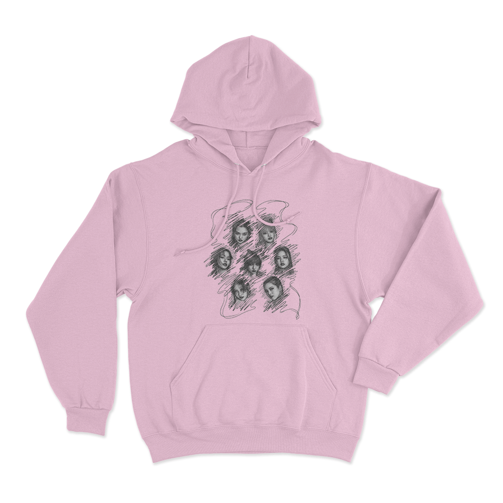 XG Scribble Portraits Unisex Hoodie Pink XG Scribble Portraits Unisex Hoodie Pink