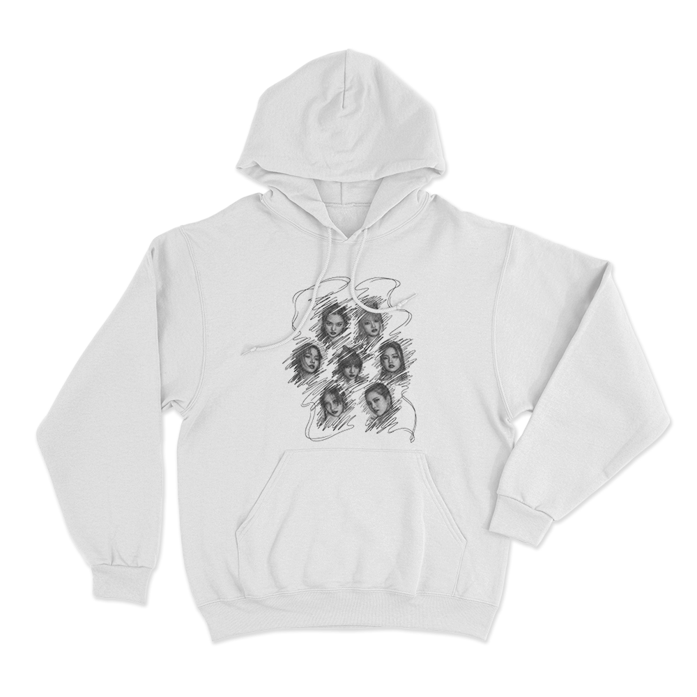 XG Scribble Portraits Unisex Hoodie White XG Scribble Portraits Unisex Hoodie White