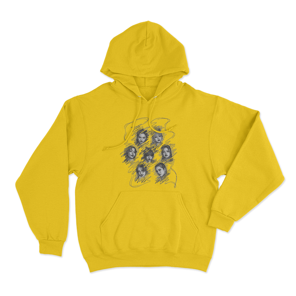 XG Scribble Portraits Unisex Hoodie Yellow XG Scribble Portraits Unisex Hoodie Yellow